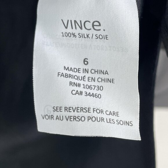 Vince Shirt Womens 6 Gray Black 100% Silk Long Sleeve Tunic Blouse Top High Low - Picture 7 of 12